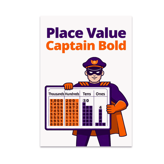 Place Value Captain Bold Teaching Reference Chart - Educators - 13x19 Poster Print