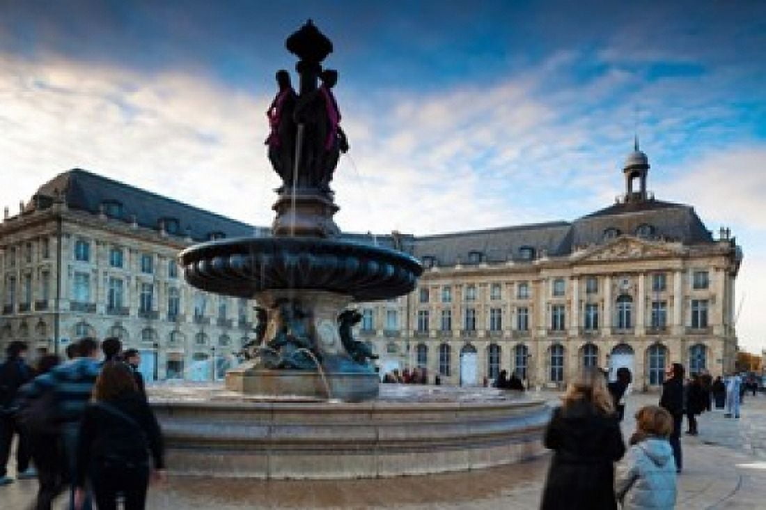 Place de la Bourse buildings at dusk Bordeaux Gironde Aquitaine France Canvas Art - Panoramic Images (36 x 24)