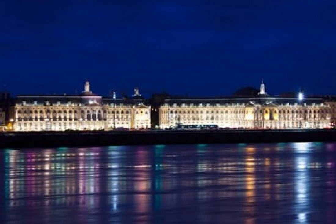 Place de la Bourse buildings from the Garonne River at dusk Bordeaux Gironde Aquitaine France Canvas Art - Panoramic Images (36 x 24)