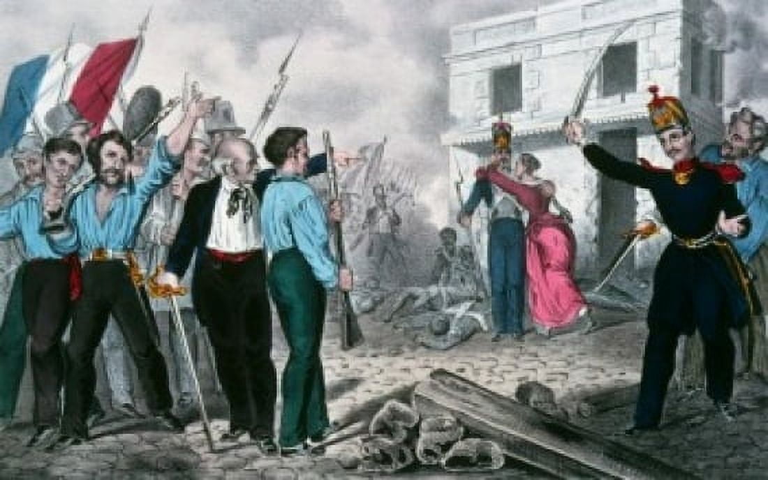 Place de la Concorde 24 February 1848--Courageous Conduct of a Young Girl Currier and Ives color lithograph (1857-1907) Washington DC Library of Congress Canvas Art - Currier & Ives (24 x 36)