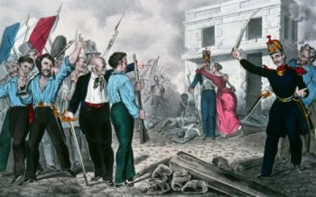 Place de la Concorde 24 February 1848--Courageous Conduct of a Young Girl Currier and Ives color lithograph (1857-1907) Washington DC Library of Congress Canvas Art - Currier & Ives (18 x 24)