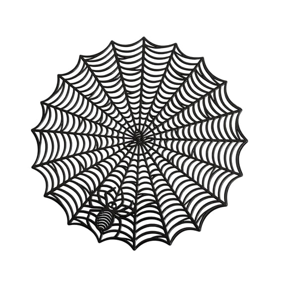 Placemat 15 Inch Round Black Web, Halloween Party Decoration for Dining Tables