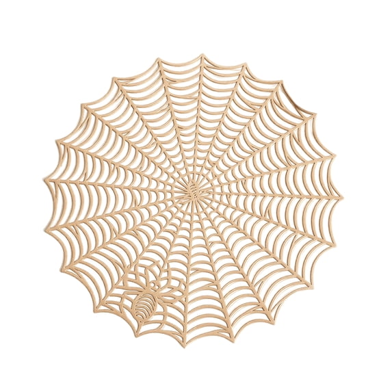 Placemat 15 Inch Round Gold Web for Halloween Party Dining Table Decor