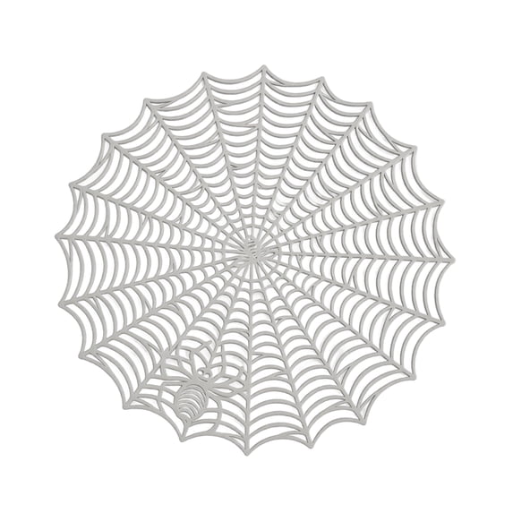 Placemat 15 Inch Round Silver Web Placemat for Halloween Party Dining Decor