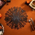 thumbnail image 1 of Placemat, 15x15 Inch Halloween Spiderweb Table Mat, Black PVC Waterproof Oil Proof Heat Resistant for Dining, Kitchen, Party Decor, 1 of 7