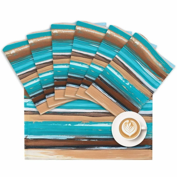 Placemat Abstract Art Placemats for Dining Table Vintage Turquoise Brown Washable Table Mats for Party Kitchen Dining Decoration