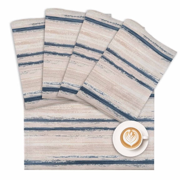 Placemat Abstract Blue off White Stripes Placemats for Dining Table Modern Art Washable Table Mats for Party Kitchen Dining Decoration