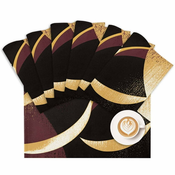 Placemat Abstract Gold Black Striped Placemats for Dining Table Modern Washable Table Mats for Party Kitchen Dining Decoration