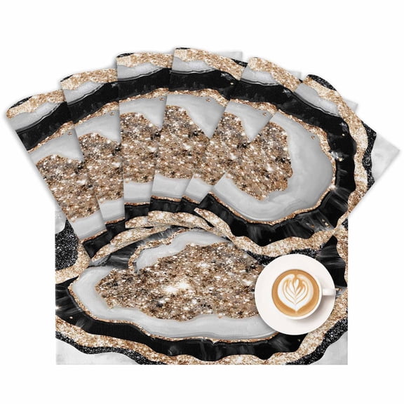 Placemat Abstract Gold Black White Placemats for Dining Table Marble Modern Art Washable Table Mats for Party Kitchen Dining Decoration