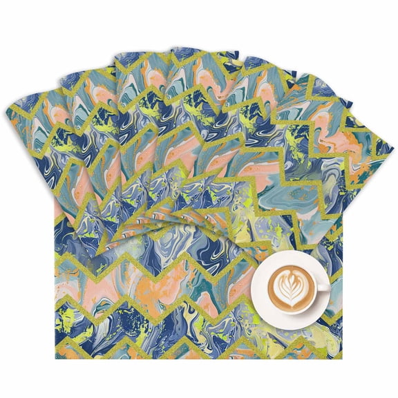Placemat Abstract Mable Placemats for Dining Table Geometic Wave Line Washable Table Mats for Party Kitchen Dining Decoration