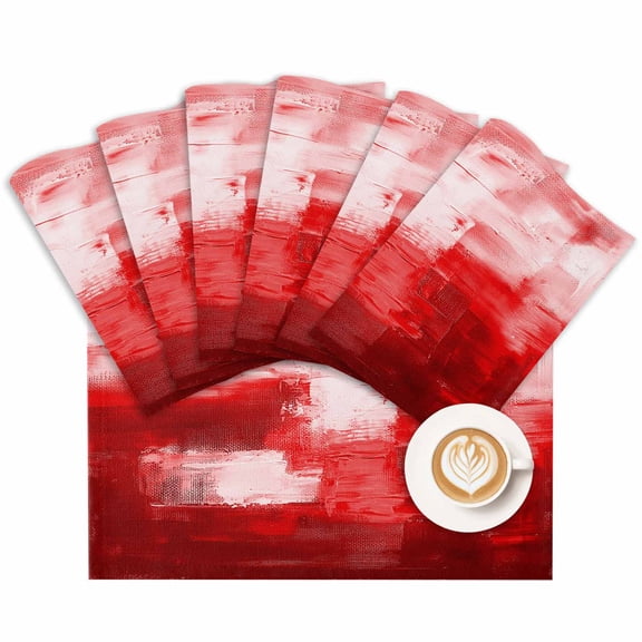 Placemat Abstract Oil Painting Placemats for Dining Table Red Washable Table Mats for Party Kitchen Dining Decoration
