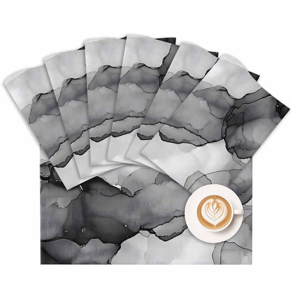 Placemat Abstract Ombre Grey Black Marble Placemats for Dining Table Modern Art Washable Table Mats for Party Kitchen Dining Decoration