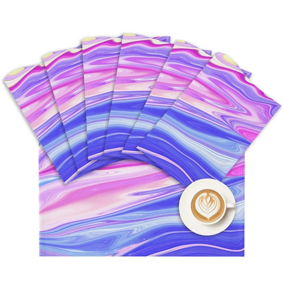 Placemat Abstract Ombre Placemats for Dining Table Colorful Fluid Washable Table Mats for Party Kitchen Dining Decoration