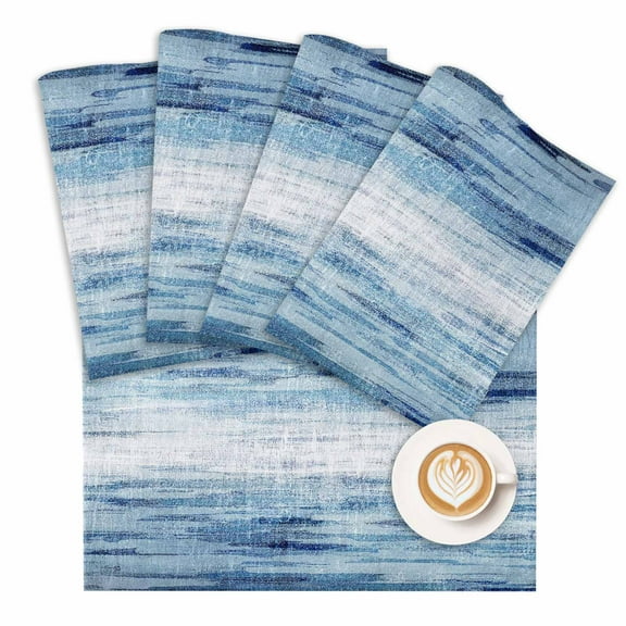 Placemat Abstract Painting Placemats for Dining Table Sky Blue Modern Art Texture Washable Table Mats for Party Kitchen Dining Decoration