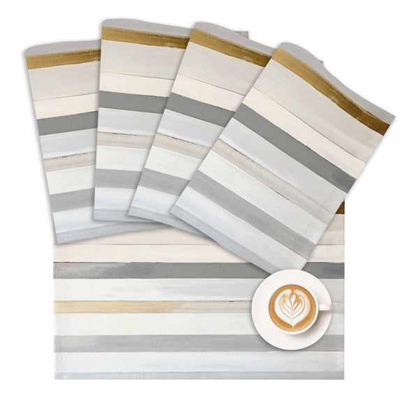 Placemat Abstract off White Gray Yellow Placemats for Dining Table Oil Painting Art Washable Table Mats for Party Kitchen Dining Decoration