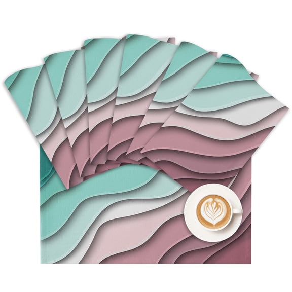 Placemat Aqua Green Modern Geometric Placemats for Dining Table Abstract Beach Washable Table Mats for Party Kitchen Dining Decoration