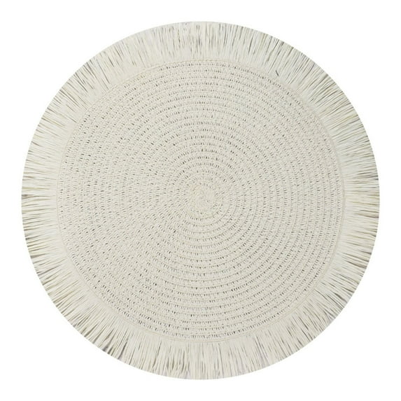 Placemat - Basiess Fall Round Placemats Woven Paper - Heat Resistant Table Mats for Thanksgiving Christmas Dining, Farmhouse Kitchen Decor White