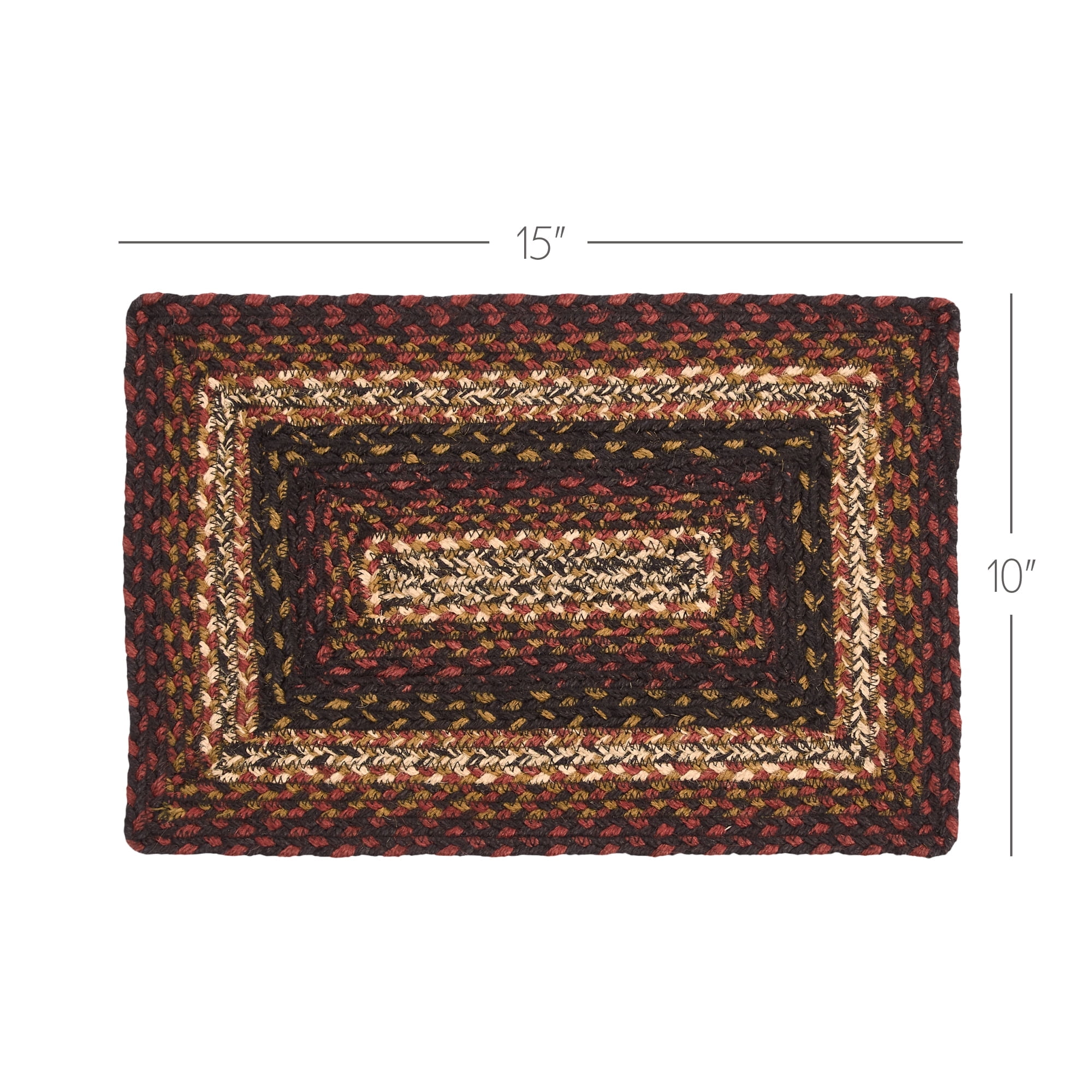 Beckham Rustic Red and Black Jute Blend Rectangle Placemat 10" x 15"