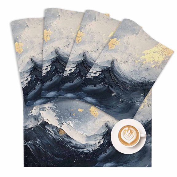 Placemat Black Ocean Wave Placemats for Dining Table Abstract Art Washable Table Mats for Party Kitchen Dining Decoration
