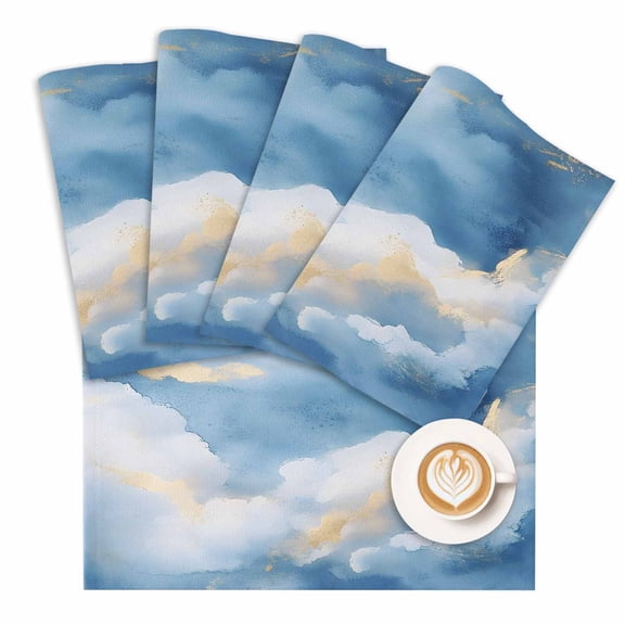 Placemat Blue Marble Placemats for Dining Table Gold Abstract Cloud Washable Table Mats for Party Kitchen Dining Decoration