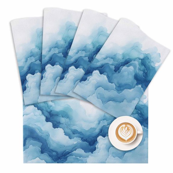 Placemat Blue Theme Placemats for Dining Table Abstract Art Washable Table Mats for Party Kitchen Dining Decoration