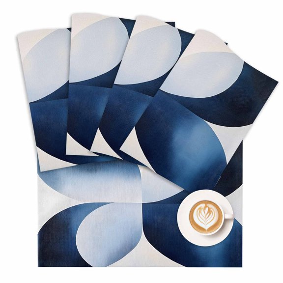 Placemat Blue White Placemats for Dining Table Gradient Art Washable Table Mats for Party Kitchen Dining Decoration