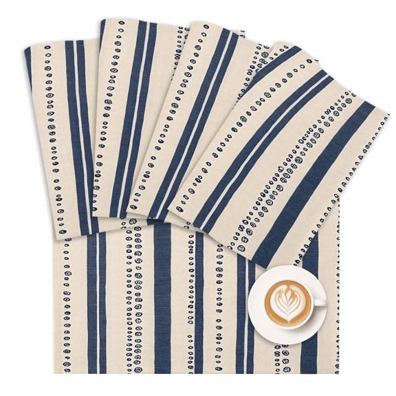 Placemat Blue off White Stripes Placemats for Dining Table Abstract Washable Table Mats for Party Kitchen Dining Decoration