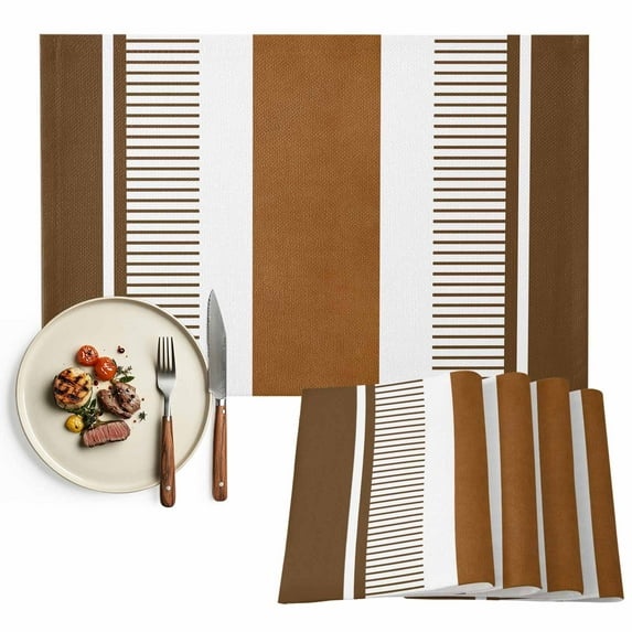 Placemat Bohemian Brown Stripe Placemats for Dining Table Boho Style Washable Table Mats for Party Kitchen Dining Decoration