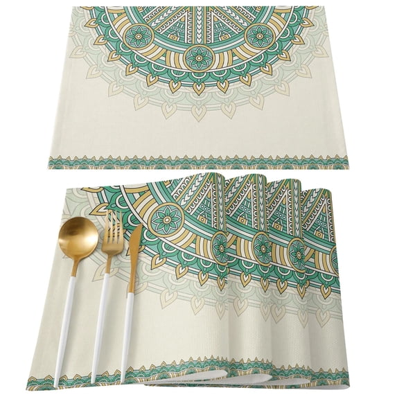 Placemat Bohemian Retro Ethnic Style 4/6pcs Table Pad Mats for Dining Table Home Kitchen r Accessories Linen Coaster