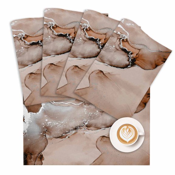 Placemat Brown Marble Placemats for Dining Table Abstract Waves Cloud Washable Table Mats for Party Kitchen Dining Decoration