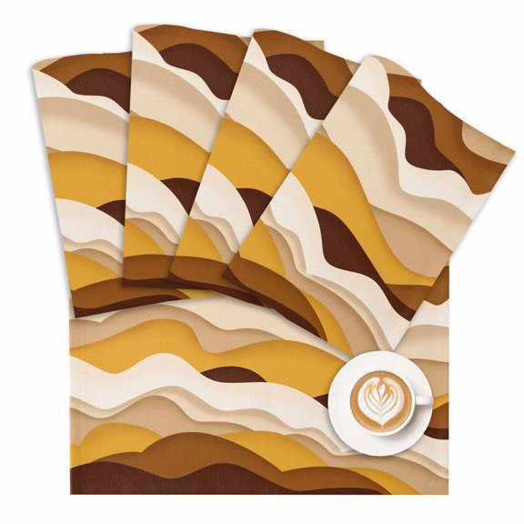 Placemat Brown Ocean Placemats for Dining Table Abstract Waves Ombre Washable Table Mats for Party Kitchen Dining Decoration