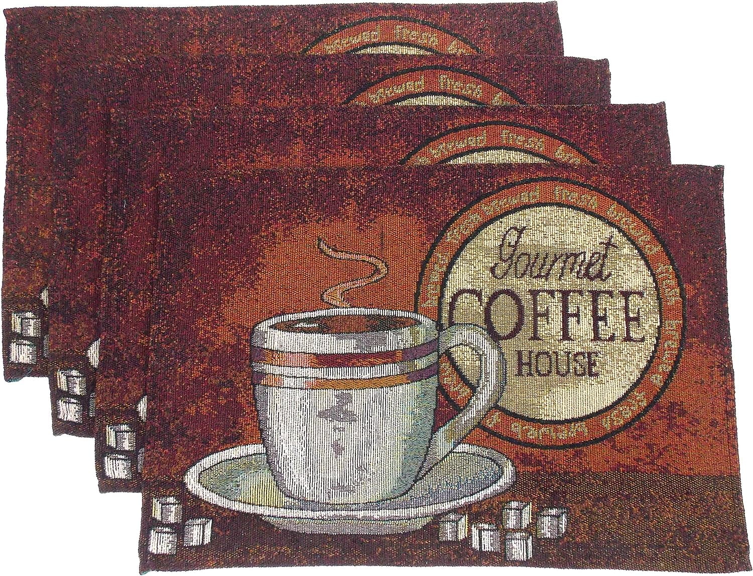 Placemat Bundle Set Of 4 Coffee Themed Placemats 13" X 19" (Gourmet