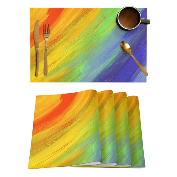 Placemat Candy Stripes Light Kitchen Dining Table r Accessories 4/6pcs Heat Resistant Linen Tableware Pads Mats