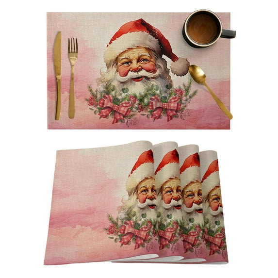 Placemat Christmas Tree Snowman Gift Box Snowflake Kitchen Dining Table r Accessories 4/6pcs Heat Resistant Tableware Mats