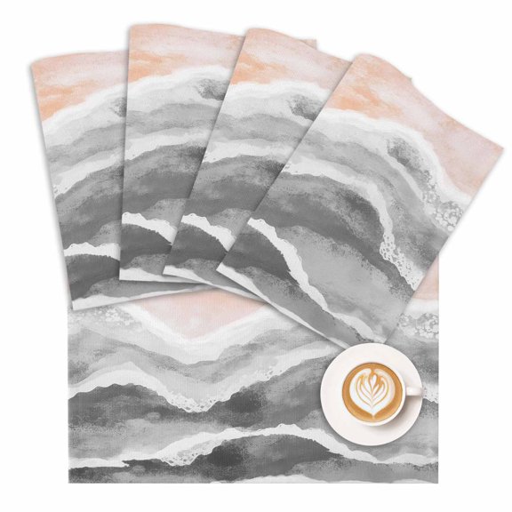 Placemat Grey Ocean Waves Placemats for Dining Table Beach Ombre Washable Table Mats for Party Kitchen Dining Decoration