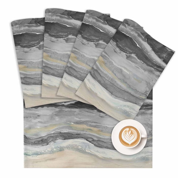 Placemat Grey Ombre Placemats for Dining Table Beach Ocean Wave Abstract Washable Table Mats for Party Kitchen Dining Decoration