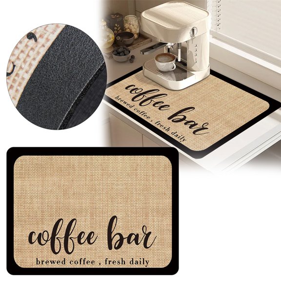 Placemat Kitchen Mat Coffee Mat Hide Stain Rubber Absorbent Dish Drying Mat for Kitchen Counter Fit Under Coffee Maker Coffee Machine Coffee Pot Machine Dish Rack