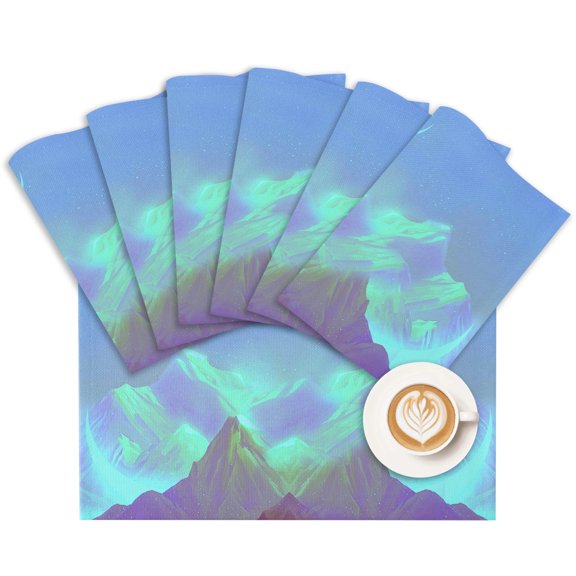 Placemat Moon Galaxy Peak Placemats for Dining Table Ombre Starry Sky Washable Table Mats for Party Kitchen Dining Decoration