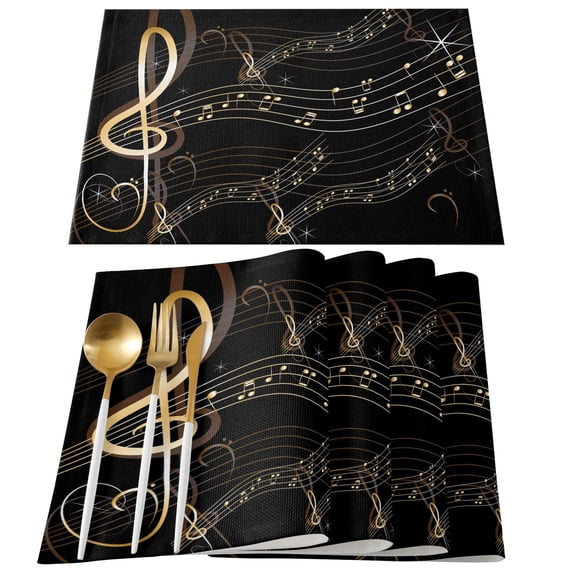 Placemat Music Musical Note Colorful Kitchen Placemat Christmas Coffee Dining Table Mats Coaster Pad