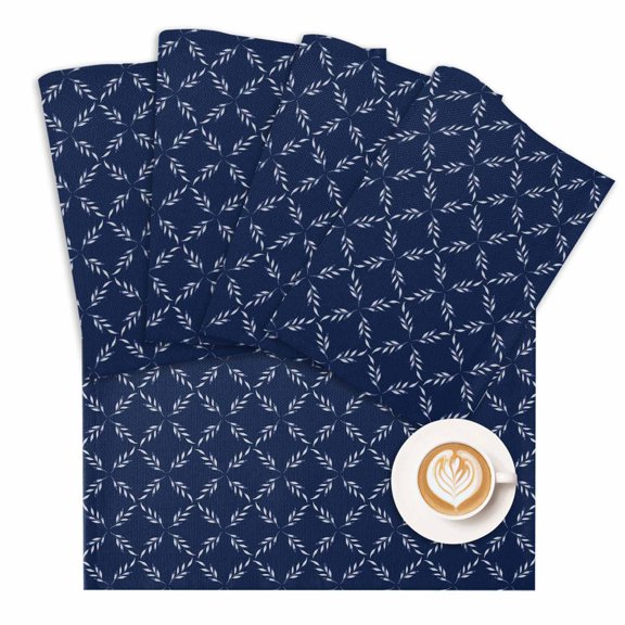 Placemat Navy Blue Plaid Placemats for Dining Table Diamond Lattice Washable Table Mats for Party Kitchen Dining Decoration