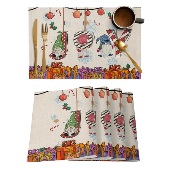 Placemat New Year Snow Merry Christmas Tree Truck 4/6pcs Pads Kitchen Accessories Dining Table Mat Coaster Festival Tableware