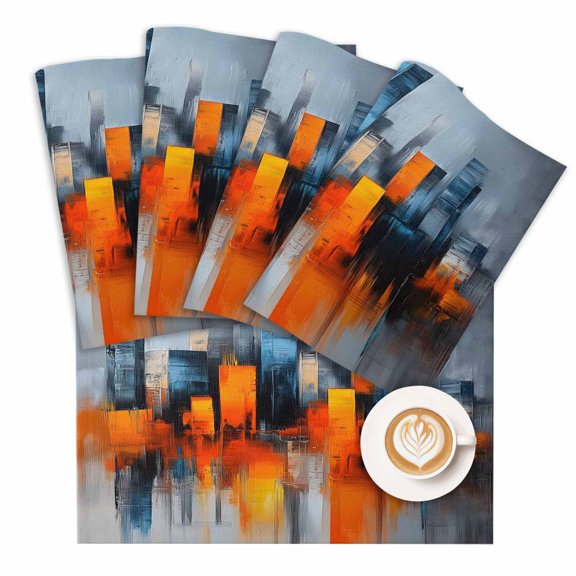 Placemat Oil Painting Placemats for Dining Table Abstract Landscape Washable Table Mats for Party Kitchen Dining Decoration