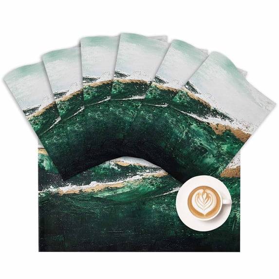 Placemat Ombre Blue Abstract Wave Placemats for Dining Table Modern Art Washable Table Mats for Party Kitchen Dining Decoration