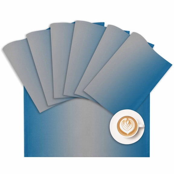 Placemat Ombre Grey Blue Placemats for Dining Table Gradient Color Washable Table Mats for Party Kitchen Dining Decoration