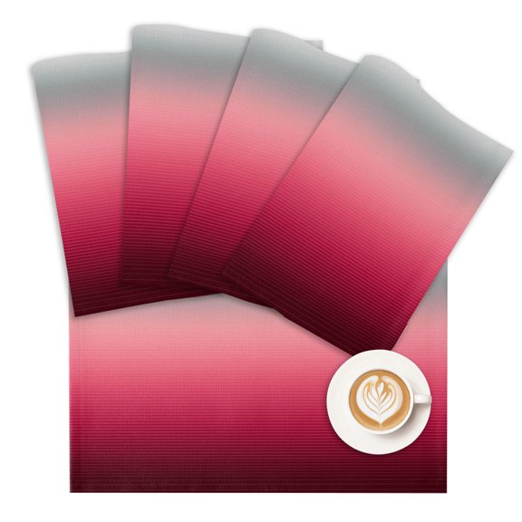 Placemat Ombre Pink Grey Placemats for Dining Table Gradient Stripes Washable Table Mats for Party Kitchen Dining Decoration