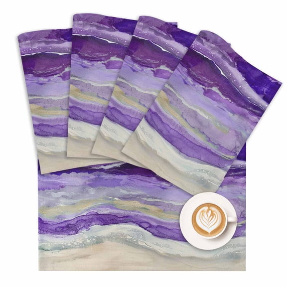 Placemat Ombre Purple Placemats for Dining Table Beach Ocean Wave Abstract Washable Table Mats for Party Kitchen Dining Decoration