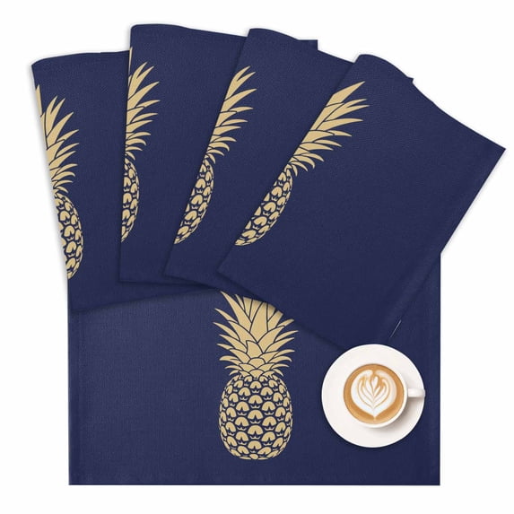 Placemat Pineapple Summer Fruit Placemats for Dining Table Yellow Blue Texture Washable Table Mats for Party Kitchen Dining Decoration