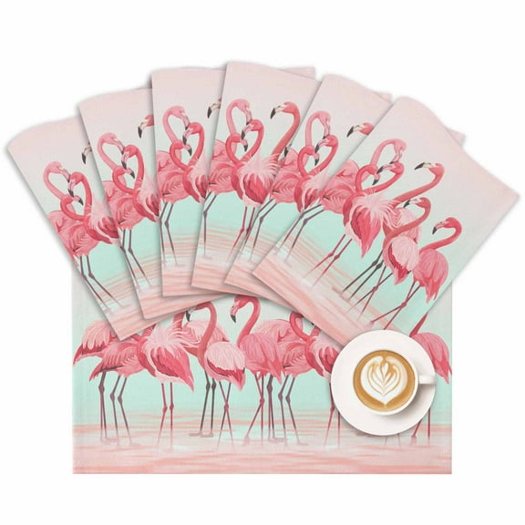 Placemat Pink Flamingos Lake Placemats for Dining Table Vintage Bird Washable Table Mats for Party Kitchen Dining Decoration