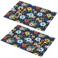 thumbnail image 1 of Placemat, Pioneer Flower Floral Print Pattern Place Mats Table Mat Set Of 2, PVC Washable Placemats for Party Kitchen Dining Decoration, 18x12 Inch, Fade Resistant, 1 of 6
