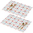 thumbnail image 1 of Placemat, Pioneer Flower Floral Print Pattern Place Mats Table Mat Set Of 2, PVC Washable Placemats for Party Kitchen Dining Decoration, 18x12 Inch, Fade Resistant, 1 of 6